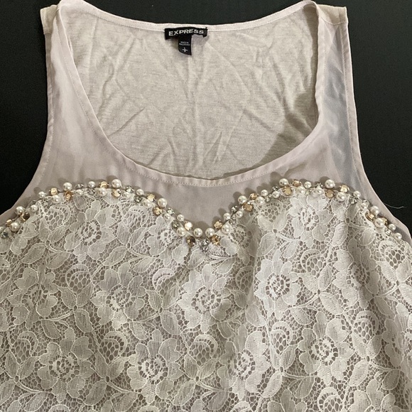 Great Condition Small Express Crotched Beaded Elegant Shirt / Blouse /Top - Picture 2 of 5